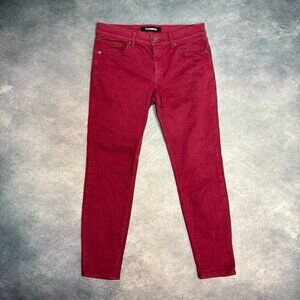 Express Denim Cropped Legging Stretch Jeans Mid Rise Women’s Sz 6 Red